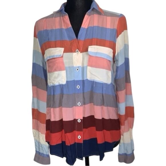 Anthropologie x Maeve Wynwood Button down Stripe Multicolor Oversized USA 14 - Picture 3 of 8